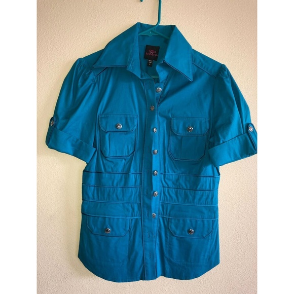 2b Bebe Women's button down Safari Blouse Sz M - Picture 1 of 3
